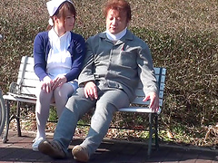 Kinky Asian nurse gets her cunt banged outdoors by a patient