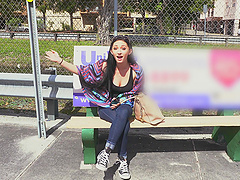 Pretty stranger Crystal Rae gets into the van and sucks a dick