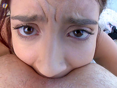 Stunning girlfriend Mandy Muse teases with her butt and gives a rimjob