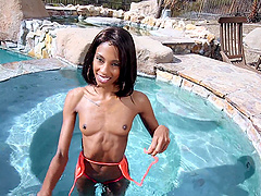 Nice outdoors fucking with small tits ebony cutie Adriana Malao