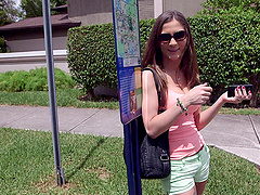 POV video of big tits stranger Molly Jane sucking a large dick