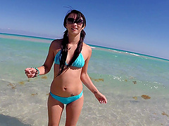 Kinky girlfriend Mandy Sky loves being poked with toys while sucking