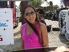 Naughty mature Joanna James gets in to the van to be fucked good