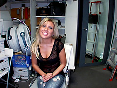 Adorable amateur Aubrey Adams takes off her clothes and gives head