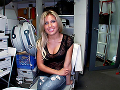 Adorable amateur Aubrey Adams takes off her clothes and gives head