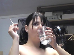 Horny girl Teona Styles likes to smoke while fingering herself