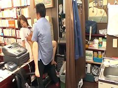 Pretty Japanese Bookworm Getting Fucked in a Bookshop