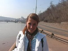 Samme Lee the cute teen with pigtails has sex outdoors