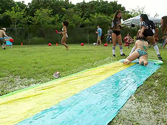 Kinky outdoors group sex party with slutty babe Trinity St. Clair