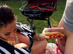 Kinky outdoors group sex party with slutty babe Trinity St. Clair