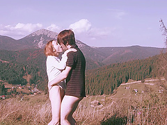 Amateur outdoors video of fucking with a skinny redhead girlfriend