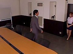 Pretty Asian secretary Kokone Mizutani fucked and covered with cum