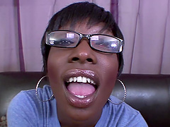 Ebony amateur Taylor Starr enjoys pleasuring a large white dick