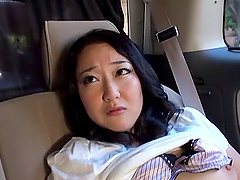 Closeup video of kinky games in the car with a Japanese stranger