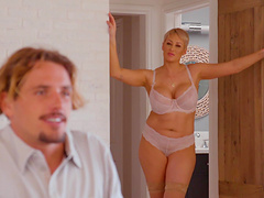 Chubby mature Ryan Keely moans while getting fucked on the bed