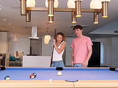 Wild fucking on the pool table with skinny crush Allie Addison