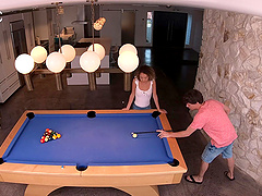 Wild fucking on the pool table with skinny crush Allie Addison