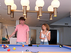 Wild fucking on the pool table with skinny crush Allie Addison