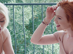 Dude with a stiff dick gets pleasured by Ella Hughes and Amber Jayne