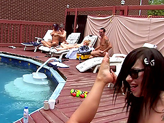 Outdoors lesbian sex with horny models Kendra White and Vyxen Steel