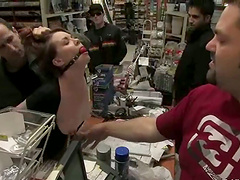 Kinky chick Lilla Katt enjoys being tortured in a shop