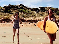 Outdoors video of Chloe B having lesbian threesome with friends