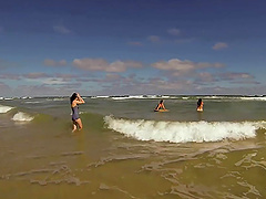 Outdoors video of Chloe B having lesbian threesome with friends