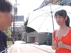 Amateur Japanese chick Nagase Mami takes his dick in her hands