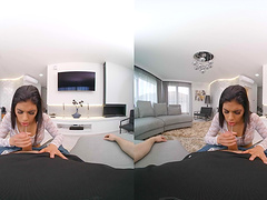 Homemade VR video with cute brunette Sheila Ortega giving a blowjob