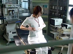 Quickie fucking on the hospital bed with a horny Japanese nurse