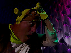 Halloween costume party leads to dicking with Evelyn and her friend