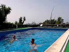 Group fucking by the pool with Jarushka Ross and Alice Nice