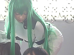 Clothed sex on the sofa with hot Rei Mizuna and her neighbor