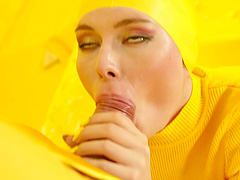 Good looking blonde chick enjoys while being fucked by her hubby