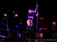 Hardcore threesome in the club with brunette Joanna Angel