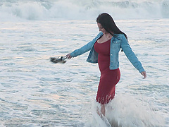 Brunette Angela White enjoys during a gangbang with her friends