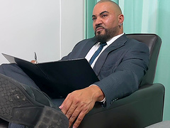 Horny business man having fun while his feet are being licked