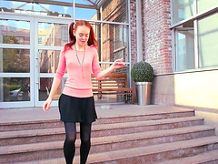 Redhead teen enjoys while being fucked by her boyfriend - Sunny