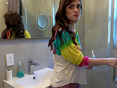 Brunette Piper June with small tits gets fucked from behind