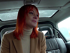 Redhead stranger Kessie Shy takes money to be fucked in the ass