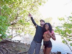 Foxy ebony girl Nicole Kitt shows her hot ass and gets fucked hard