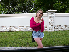 Pale blonde girl Stella Elle enjoys having sex with a black man