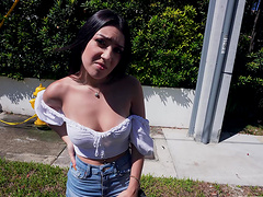 Passionate fucking in the van with adorable model Violet Gems