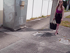 Shy stranger Jackie Hoff takes money to be fucked in the van