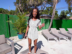 Skinny ebony model Mini Stallion moans while having hardcore sex