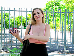 Guy with a large dick fucks mouth and pussy of cute Blake Blakely