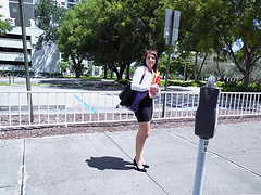 Brunette darling Riley Jacobs moans while riding a stranger in the van