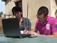 Horny mature Lucie Luke seduced a younger guy for wild fucking