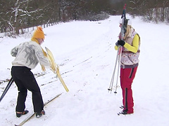 Passionate fucking during skiing trip with a stunning blondie