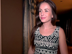 Hot brunette stripper Lady Zee pulls her panties aside to be fucked